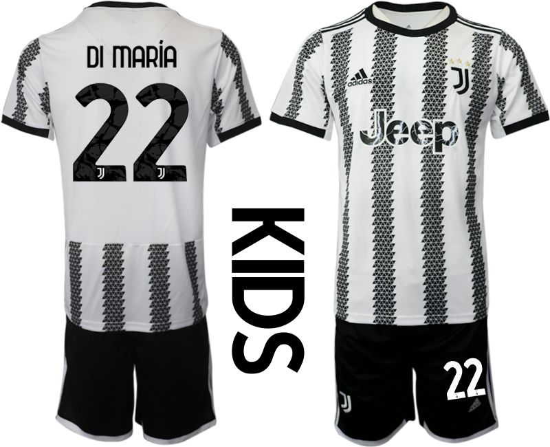 Youth 2022-2023 Club Juventus FC home white #22 Soccer Jersey